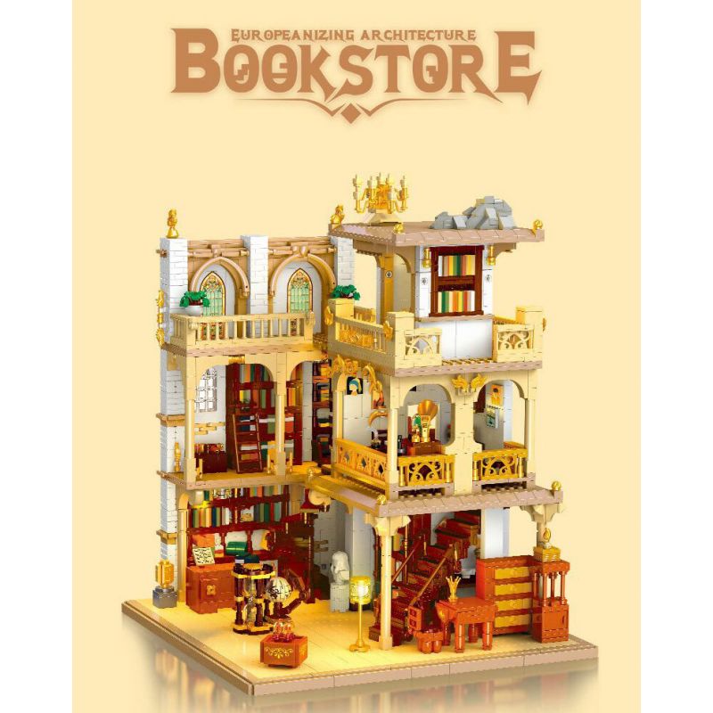 JIESTAR 57015 JMBRICKLAYER 30126 HIỆU SÁCH CHÂU bộ đồ chơi xếp lắp ráp ghép mô hình Creator EUROPEANIZING ARCHITECTURE BOOKSTORE Sáng Tạo 3028 khối