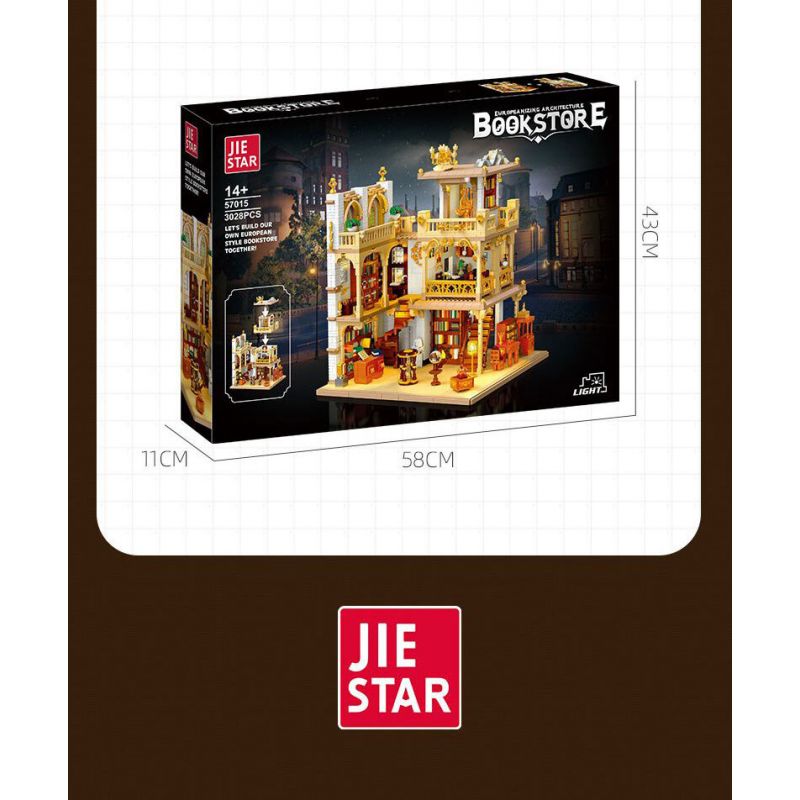 JIESTAR 57015 JMBRICKLAYER 30126 HIỆU SÁCH CHÂU bộ đồ chơi xếp lắp ráp ghép mô hình Creator EUROPEANIZING ARCHITECTURE BOOKSTORE Sáng Tạo 3028 khối