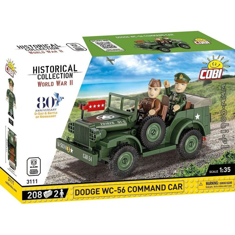 COBI 3111 XE CHỈ HUY DODGE WC-56 1:35 tỷ lệ 1:35 bộ đồ chơi xếp lắp ráp ghép mô hình Military Army DODGE WC-56 COMMAND CAR Quân Sự Bộ Đội 208 khối