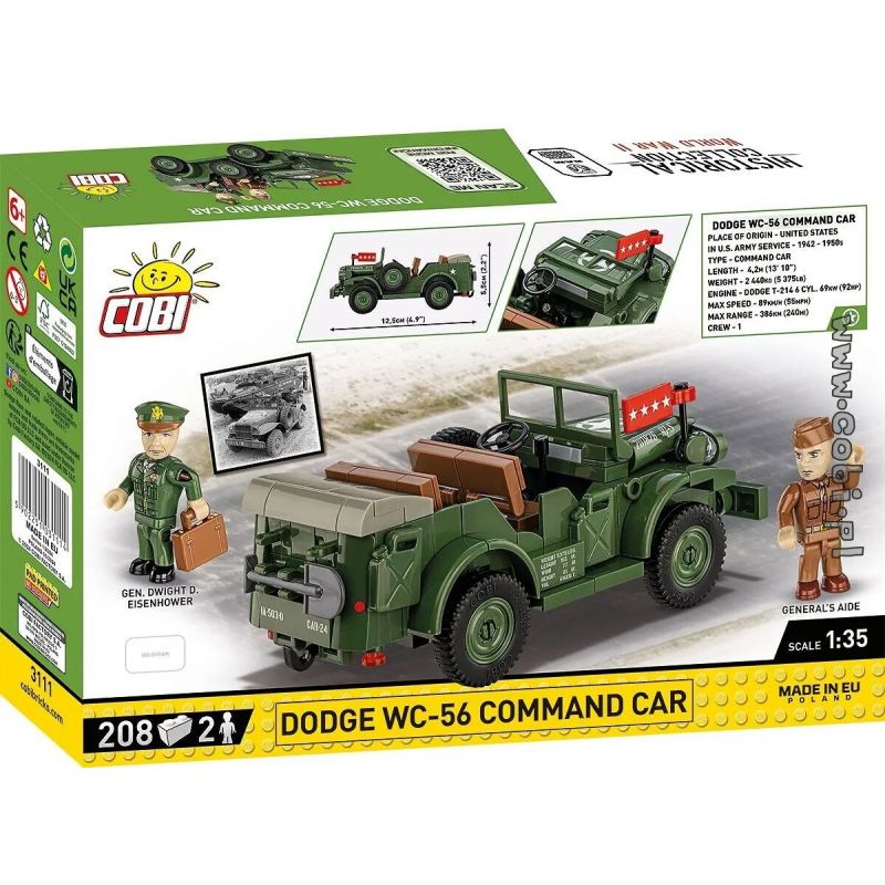 COBI 3111 XE CHỈ HUY DODGE WC-56 1:35 tỷ lệ 1:35 bộ đồ chơi xếp lắp ráp ghép mô hình Military Army DODGE WC-56 COMMAND CAR Quân Sự Bộ Đội 208 khối