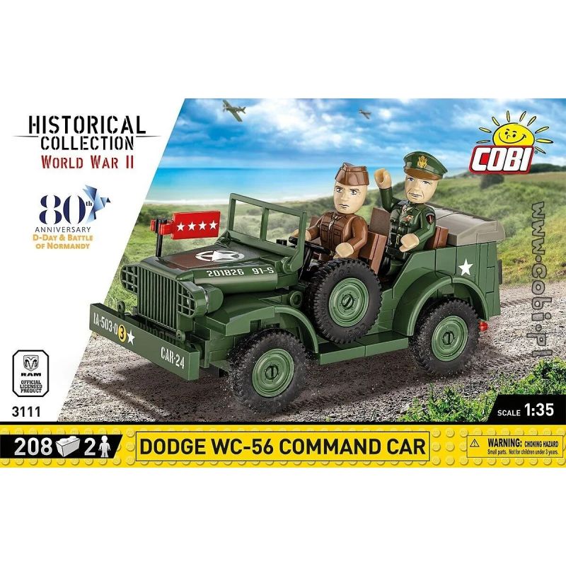 COBI 3111 XE CHỈ HUY DODGE WC-56 1:35 tỷ lệ 1:35 bộ đồ chơi xếp lắp ráp ghép mô hình Military Army DODGE WC-56 COMMAND CAR Quân Sự Bộ Đội 208 khối