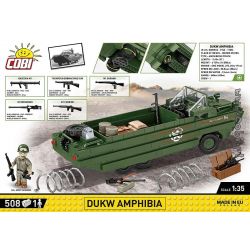 COBI 3110 XE VẬN TẢI ĐỔ BỘ VỊT DUKW 1:35 tỷ lệ 1:35 bộ đồ chơi xếp lắp ráp ghép mô hình Military Army DUKW AMPHIBIA Quân Sự Bộ Đội 508 khối