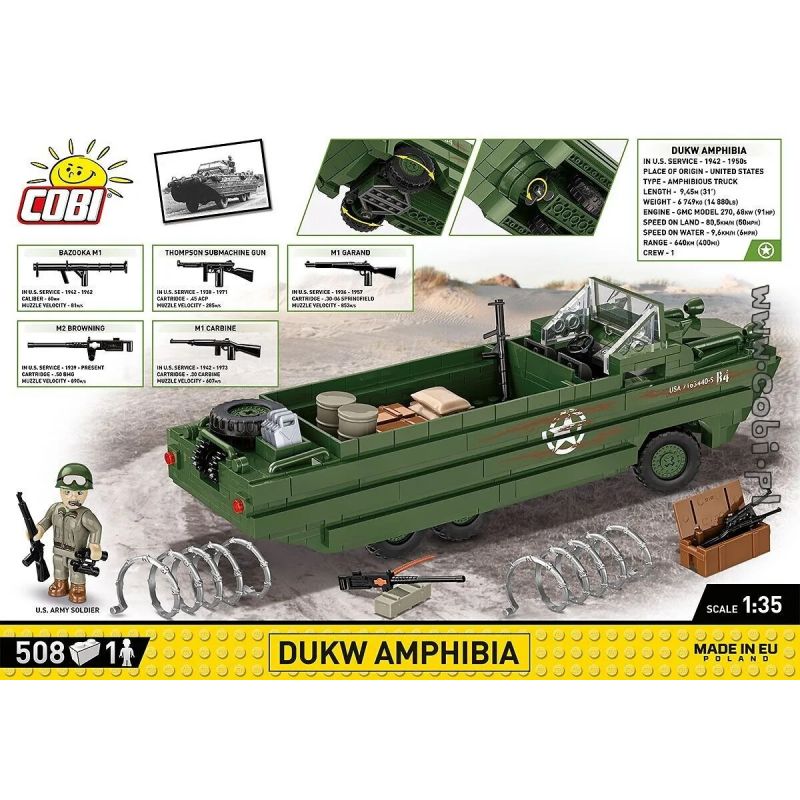 COBI 3110 XE VẬN TẢI ĐỔ BỘ VỊT DUKW 1:35 tỷ lệ 1:35 bộ đồ chơi xếp lắp ráp ghép mô hình Military Army DUKW AMPHIBIA Quân Sự Bộ Đội 508 khối
