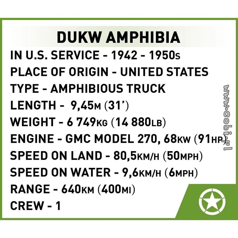 COBI 3110 XE VẬN TẢI ĐỔ BỘ VỊT DUKW 1:35 tỷ lệ 1:35 bộ đồ chơi xếp lắp ráp ghép mô hình Military Army DUKW AMPHIBIA Quân Sự Bộ Đội 508 khối