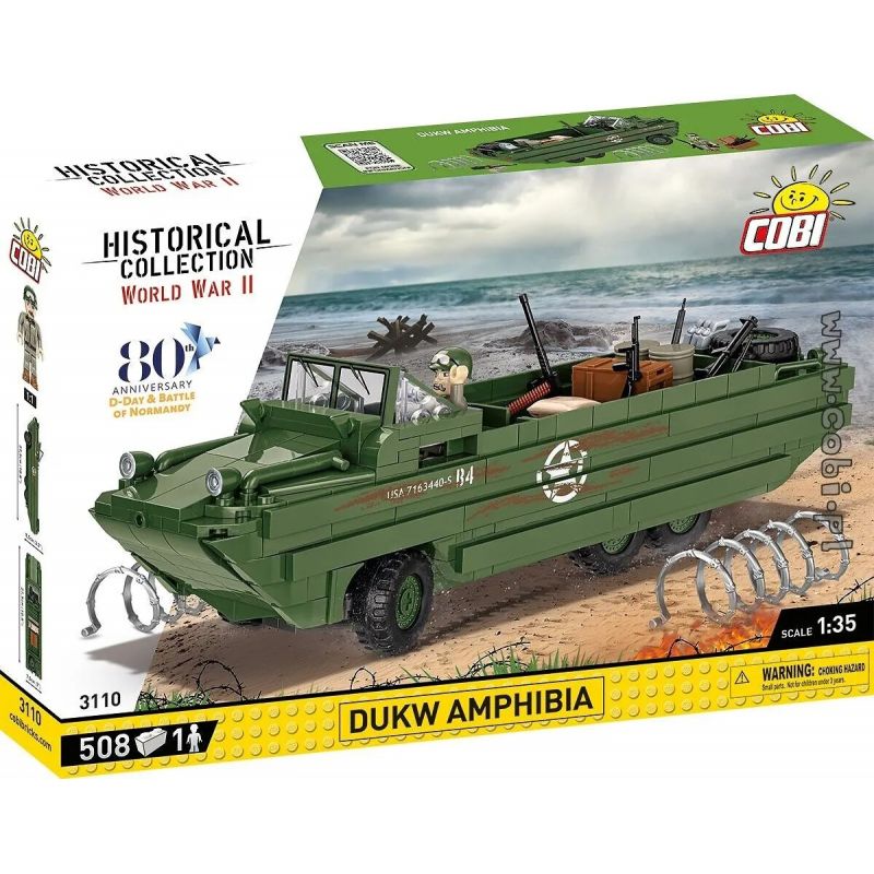 COBI 3110 XE VẬN TẢI ĐỔ BỘ VỊT DUKW 1:35 tỷ lệ 1:35 bộ đồ chơi xếp lắp ráp ghép mô hình Military Army DUKW AMPHIBIA Quân Sự Bộ Đội 508 khối