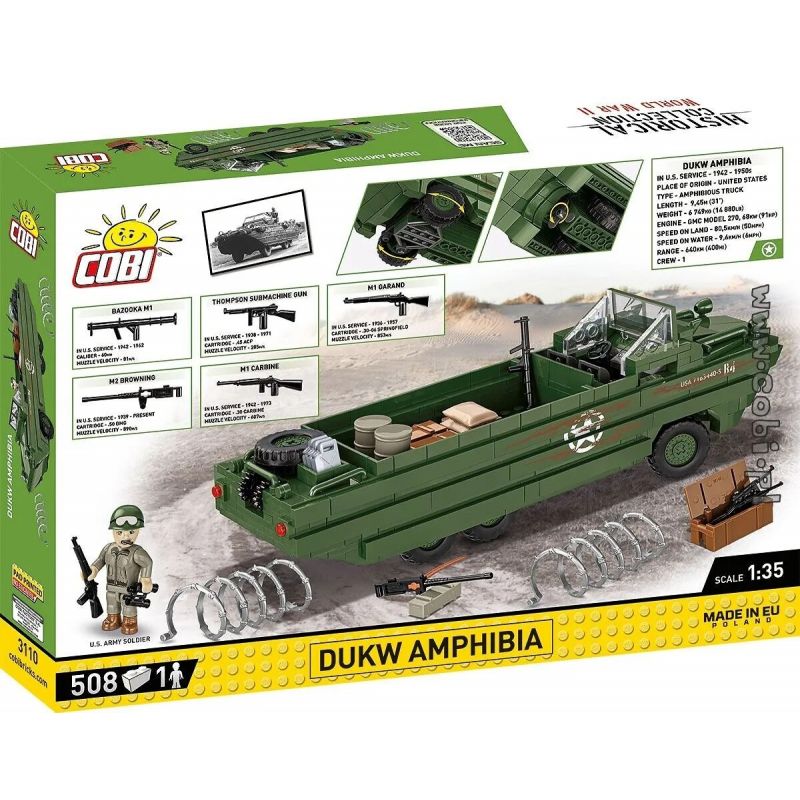 COBI 3110 XE VẬN TẢI ĐỔ BỘ VỊT DUKW 1:35 tỷ lệ 1:35 bộ đồ chơi xếp lắp ráp ghép mô hình Military Army DUKW AMPHIBIA Quân Sự Bộ Đội 508 khối