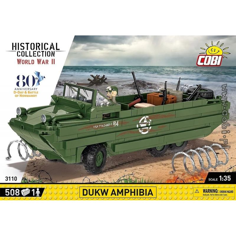 COBI 3110 XE VẬN TẢI ĐỔ BỘ VỊT DUKW 1:35 tỷ lệ 1:35 bộ đồ chơi xếp lắp ráp ghép mô hình Military Army DUKW AMPHIBIA Quân Sự Bộ Đội 508 khối