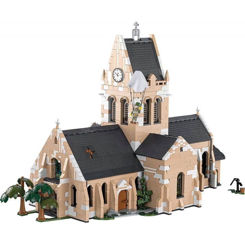 COBI 2299 non Lego NHÀ THỜ bộ đồ chơi xếp lắp ráp ghép mô hình Military Army SAINTE-MÈRE-ÉGLISE-CHURCH Quân Sự Bộ Đội 2280 khối