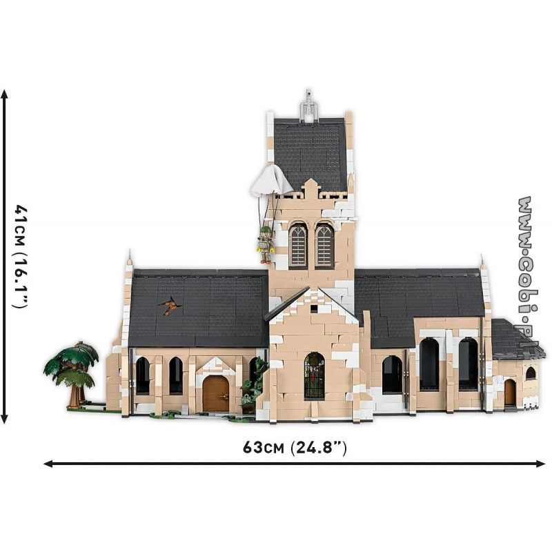 COBI 2299 NHÀ THỜ bộ đồ chơi xếp lắp ráp ghép mô hình Military Army SAINTE-MÈRE-ÉGLISE-CHURCH Quân Sự Bộ Đội 2280 khối