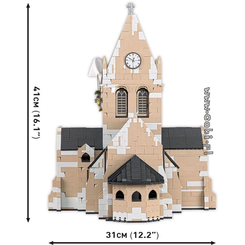 COBI 2299 NHÀ THỜ bộ đồ chơi xếp lắp ráp ghép mô hình Military Army SAINTE-MÈRE-ÉGLISE-CHURCH Quân Sự Bộ Đội 2280 khối