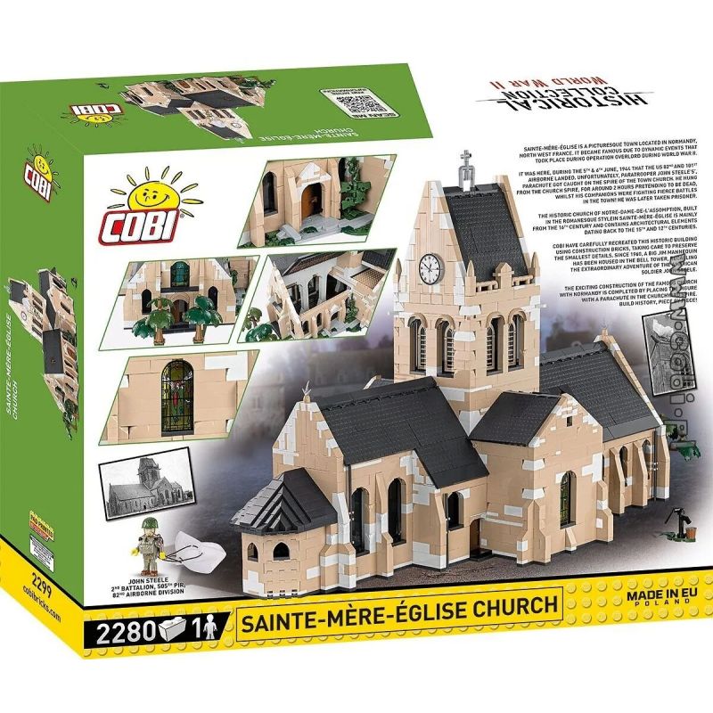 COBI 2299 NHÀ THỜ bộ đồ chơi xếp lắp ráp ghép mô hình Military Army SAINTE-MÈRE-ÉGLISE-CHURCH Quân Sự Bộ Đội 2280 khối