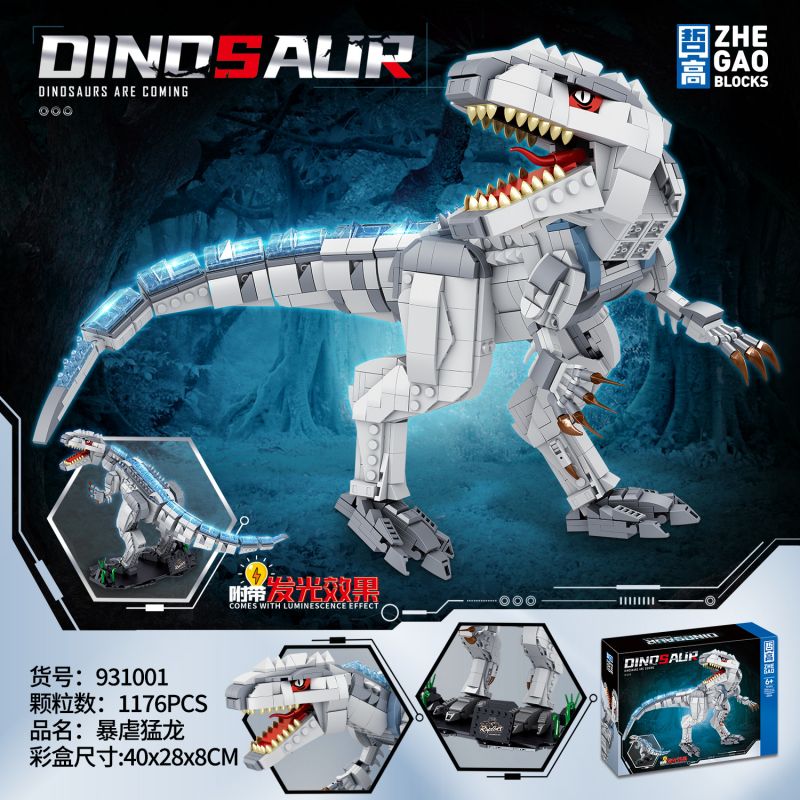 ZHEGAO 931001 INDOMINUS RAPTOR bộ đồ chơi xếp lắp ráp ghép mô hình 1176 khối