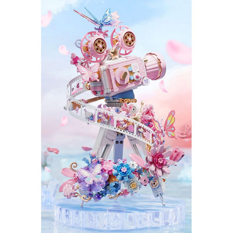 SEMBO 611106 MÁY ẢNH CỔ ĐIỂN HOA VÀ BƯỚM bộ đồ chơi xếp lắp ráp ghép mô hình FALL IN FLOWERS 1109 khối