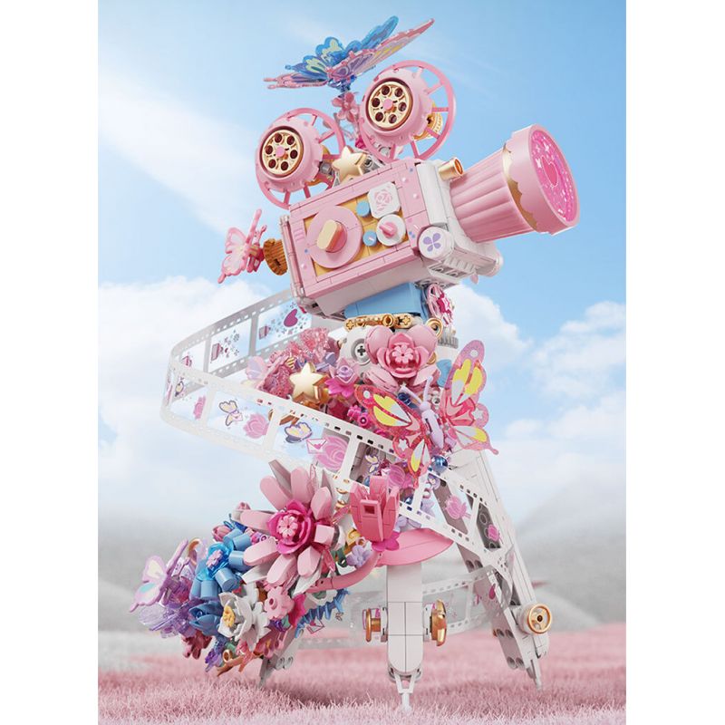 SEMBO 611106 MÁY ẢNH CỔ ĐIỂN HOA VÀ BƯỚM bộ đồ chơi xếp lắp ráp ghép mô hình FALL IN FLOWERS 1109 khối