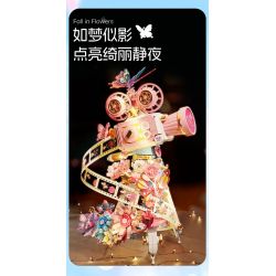 SEMBO 611106 MÁY ẢNH CỔ ĐIỂN HOA VÀ BƯỚM bộ đồ chơi xếp lắp ráp ghép mô hình FALL IN FLOWERS 1109 khối