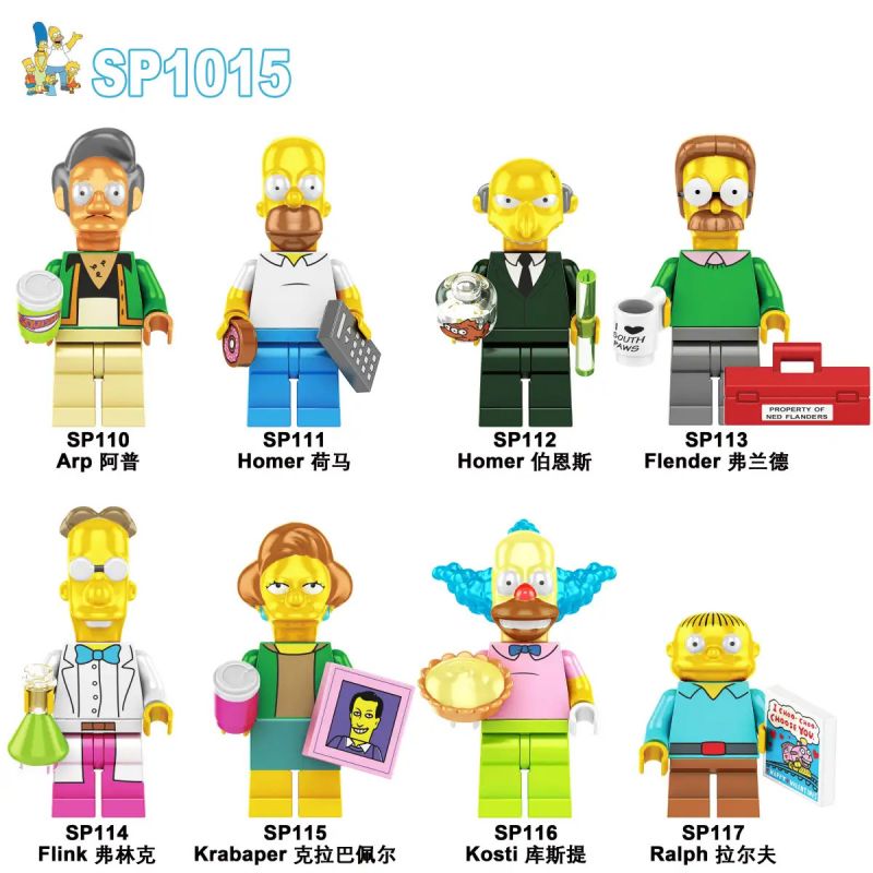 NONE SP1015 1015 SP110 SP111 SP112 SP113 SP114 SP115 SP116 SP117 non Lego THE SIMPSONS MÔ HÌNH NHỎ 8 PHONG CÁCH bộ đồ chơi xếp lắp ráp ghép mô hình Movie & Game Phim Và Trò Chơi