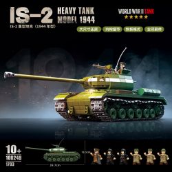 QuanGuan 100249 Quan Guan 100249 XE TĂNG HẠNG NẶNG IS-2 LOẠI 1944 bộ đồ chơi xếp lắp ráp ghép mô hình IS-2 HEAVY TANK MODEL 1944 1703 khối