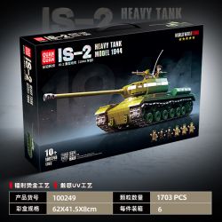 QuanGuan 100249 Quan Guan 100249 XE TĂNG HẠNG NẶNG IS-2 LOẠI 1944 bộ đồ chơi xếp lắp ráp ghép mô hình IS-2 HEAVY TANK MODEL 1944 1703 khối