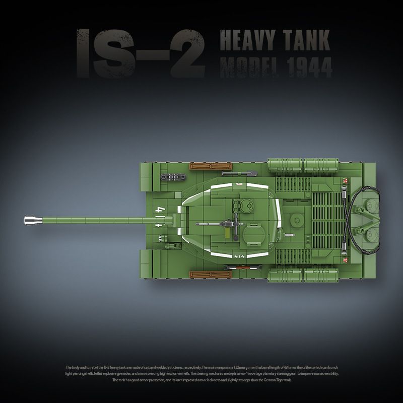 QuanGuan 100249 Quan Guan 100249 XE TĂNG HẠNG NẶNG IS-2 LOẠI 1944 bộ đồ chơi xếp lắp ráp ghép mô hình IS-2 HEAVY TANK MODEL 1944 1703 khối