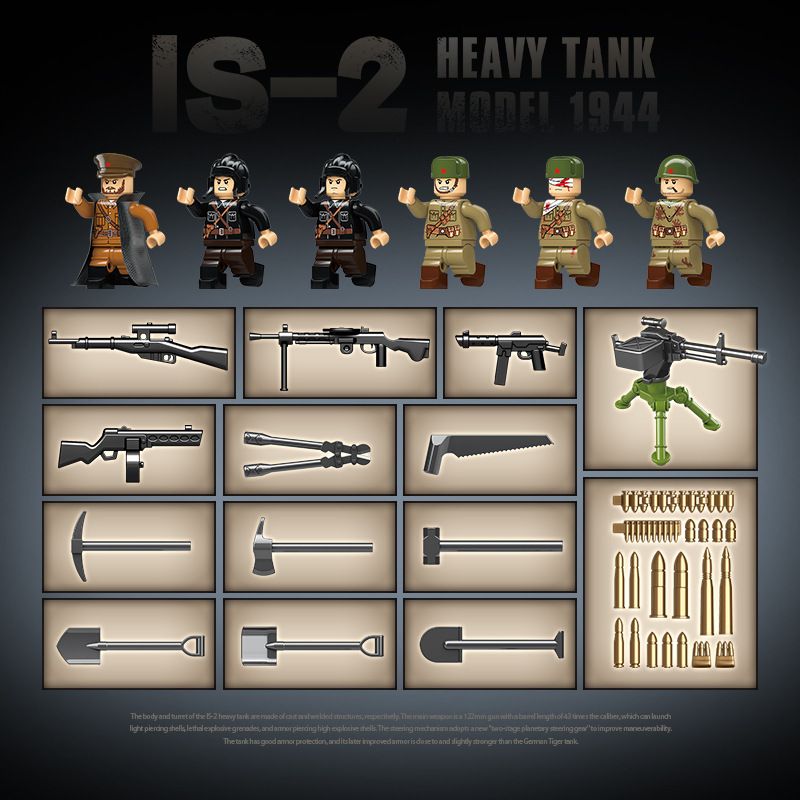 QuanGuan 100249 Quan Guan 100249 XE TĂNG HẠNG NẶNG IS-2 LOẠI 1944 bộ đồ chơi xếp lắp ráp ghép mô hình IS-2 HEAVY TANK MODEL 1944 1703 khối