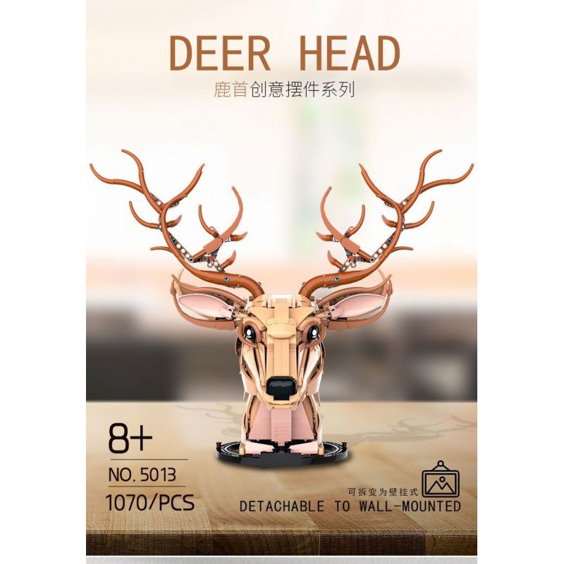 DK 5013 JMBRICKLAYER 70171 ĐỒ TRANG TRÍ ĐẦU HƯƠU bộ đồ chơi xếp lắp ráp ghép mô hình Arts & Crafts DEER HEAD 1070 khối