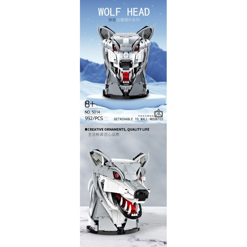 DK 5014 ĐỒ TRANG TRÍ ĐẦU SÓI bộ đồ chơi xếp lắp ráp ghép mô hình Arts & Crafts WOLF HEAD 992 khối