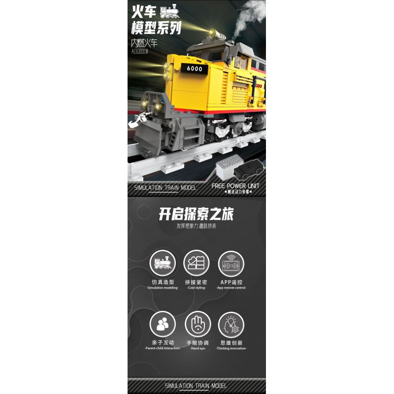 DK 80019 ĐẦU MÁY DIESEL AC6000CW bộ đồ chơi xếp lắp ráp ghép mô hình City Thành Phố 1162 khối