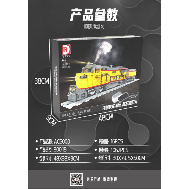 DK 80019 ĐẦU MÁY DIESEL AC6000CW bộ đồ chơi xếp lắp ráp ghép mô hình City Thành Phố 1162 khối