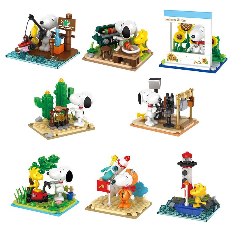 Lego CACO S024 Peanuts Snoopy Xếp hình lắp ráp ghép mô hình Snoopy 8 phong cách