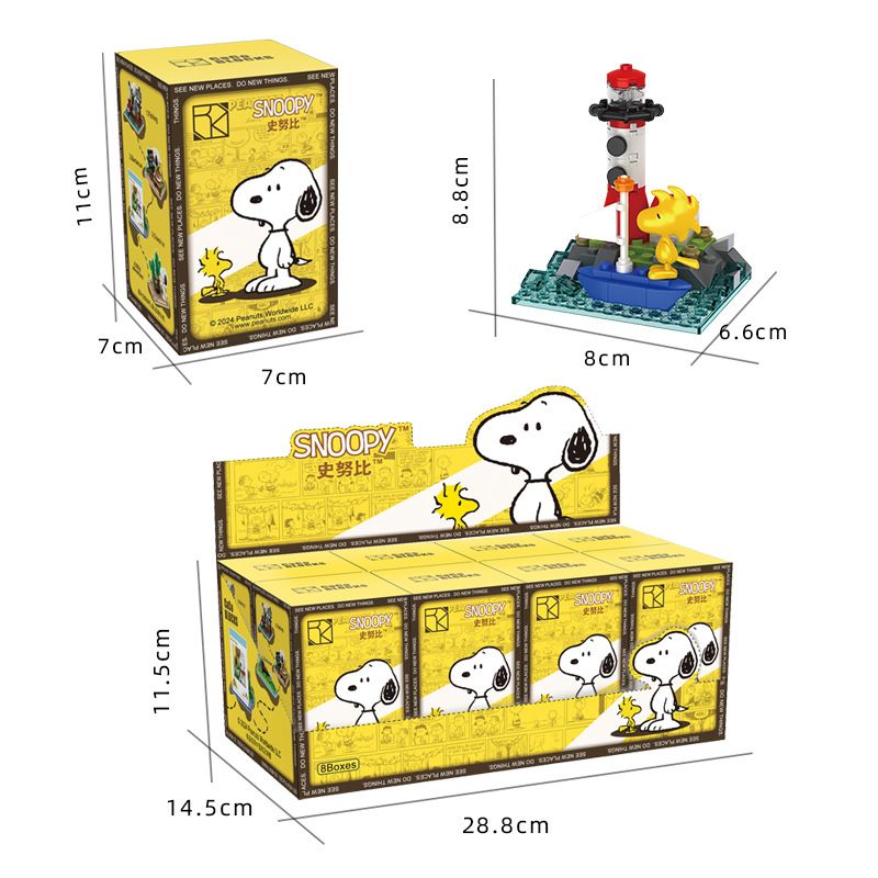 CACO S024 SNOOPY 8 PHONG CÁCH bộ đồ chơi xếp lắp ráp ghép mô hình Movie & Game PEANUTS SNOOPY Phim Và Trò Chơi 838 khối