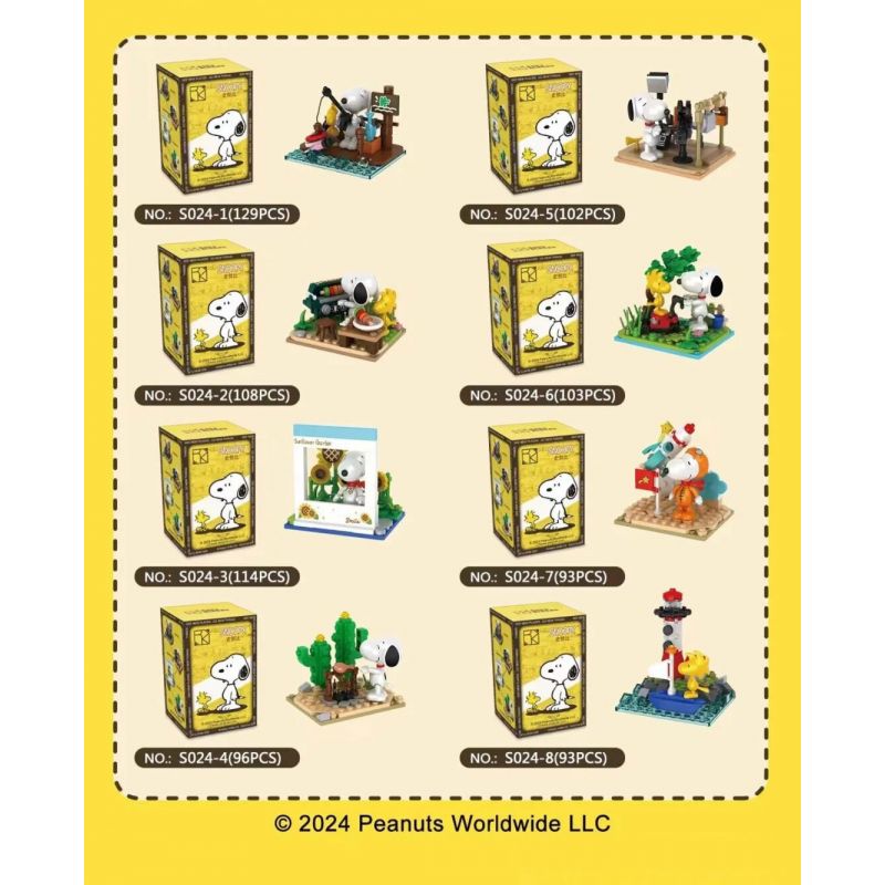 CACO S024 SNOOPY 8 PHONG CÁCH bộ đồ chơi xếp lắp ráp ghép mô hình Movie & Game PEANUTS SNOOPY Phim Và Trò Chơi 838 khối