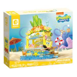 SEMBO 612219 SPONGEBOB SQUAREPANTS CẢNH ĐƯỜNG PHỐ ĐẦY MÀU SẮC CỬA HÀNG LƯỚT SÓNG bộ đồ chơi xếp lắp ráp ghép mô hình Movie & Game SPONGEBOB ISLAND SURF SHOP Phim Và Trò Chơi 519 khối