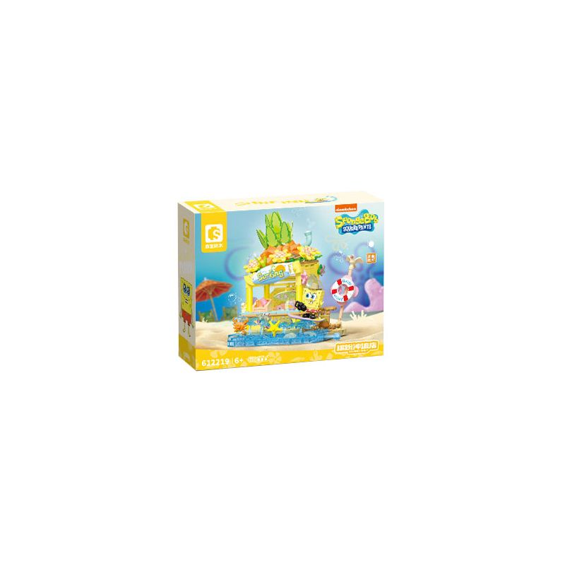 SEMBO 612219 SPONGEBOB SQUAREPANTS CẢNH ĐƯỜNG PHỐ ĐẦY MÀU SẮC CỬA HÀNG LƯỚT SÓNG bộ đồ chơi xếp lắp ráp ghép mô hình Movie & Game SPONGEBOB ISLAND SURF SHOP Phim Và Trò Chơi 519 khối