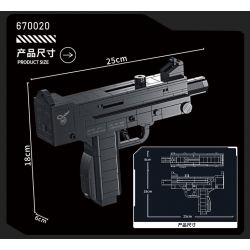 PanlosBrick 670020 Panlos Brick 670020 SÚNG TIỂU LIÊN M10 bộ đồ chơi xếp lắp ráp ghép mô hình Military Army Quân Sự Bộ Đội 474 khối