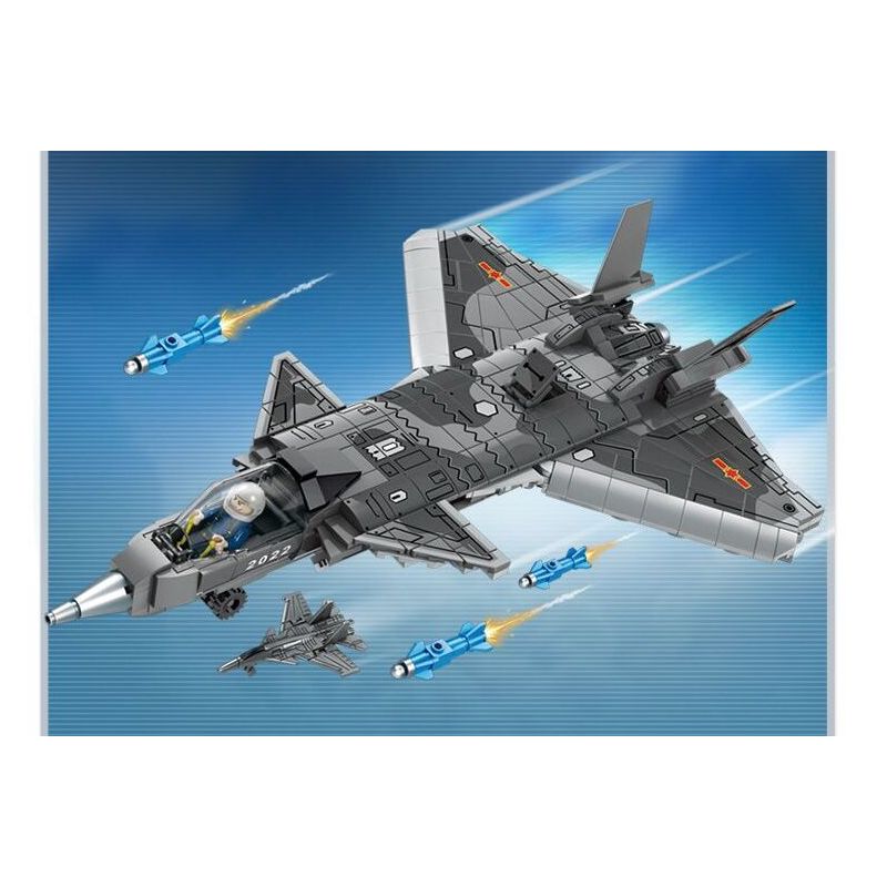 LE YI 81016 TIÊM KÍCH J-20 bộ đồ chơi xếp lắp ráp ghép mô hình Military Army J-20 FIGHTER AIRCRAFT Quân Sự Bộ Đội 618 khối