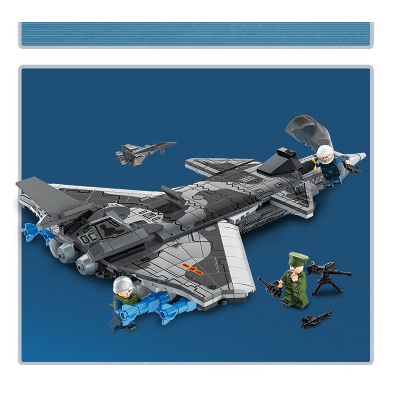 LE YI 81016 TIÊM KÍCH J-20 bộ đồ chơi xếp lắp ráp ghép mô hình Military Army J-20 FIGHTER AIRCRAFT Quân Sự Bộ Đội 618 khối