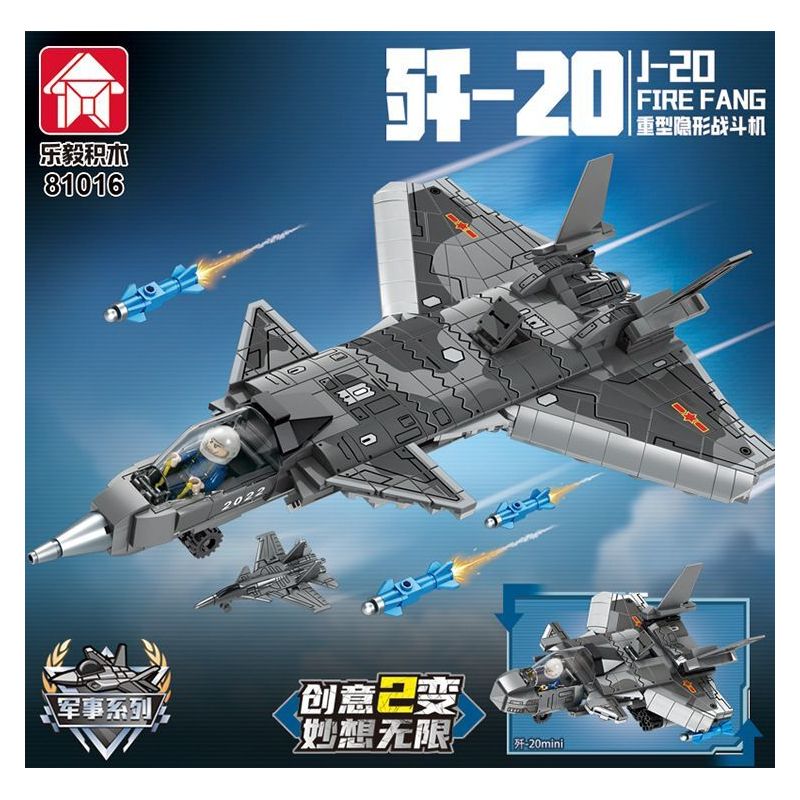LE YI 81016 TIÊM KÍCH J-20 bộ đồ chơi xếp lắp ráp ghép mô hình Military Army J-20 FIGHTER AIRCRAFT Quân Sự Bộ Đội 618 khối