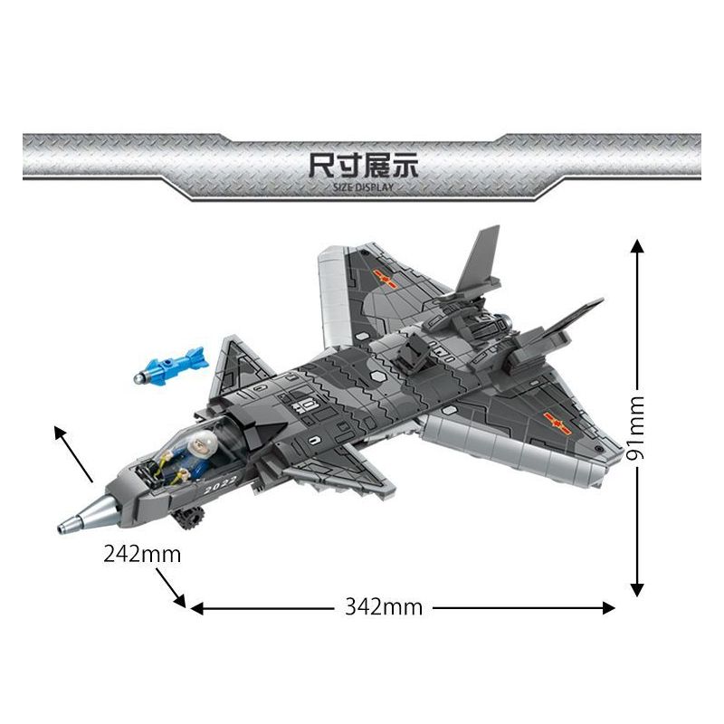 LE YI 81016 TIÊM KÍCH J-20 bộ đồ chơi xếp lắp ráp ghép mô hình Military Army J-20 FIGHTER AIRCRAFT Quân Sự Bộ Đội 618 khối