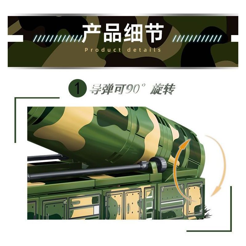 LE YI 88003 XE TÊN LỬA ĐẠN ĐẠO DONGFENG 41 bộ đồ chơi xếp lắp ráp ghép mô hình Military Army DF-41 BALLISTIC MISSILE Quân Sự Bộ Đội 350 khối