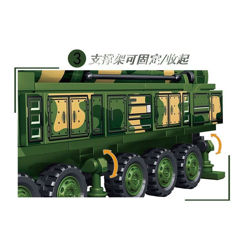 LE YI 88003 XE TÊN LỬA ĐẠN ĐẠO DONGFENG 41 bộ đồ chơi xếp lắp ráp ghép mô hình Military Army DF-41 BALLISTIC MISSILE Quân Sự Bộ Đội 350 khối