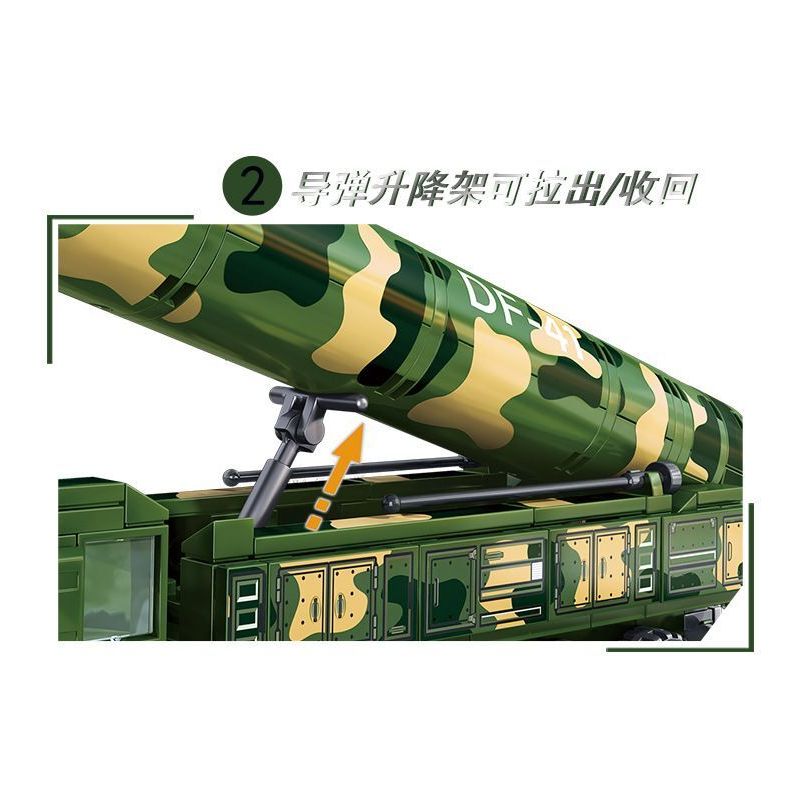 LE YI 88003 XE TÊN LỬA ĐẠN ĐẠO DONGFENG 41 bộ đồ chơi xếp lắp ráp ghép mô hình Military Army DF-41 BALLISTIC MISSILE Quân Sự Bộ Đội 350 khối