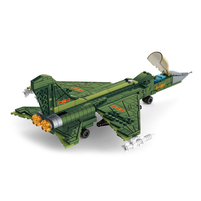 LE YI 81017 MÁY BAY CHIẾN ĐẤU PHẢN LỰC SIÊU THANH HẠNG NHẸ J-7 bộ đồ chơi xếp lắp ráp ghép mô hình Military Army J-20 LIGHT Quân Sự Bộ Đội 686 khối