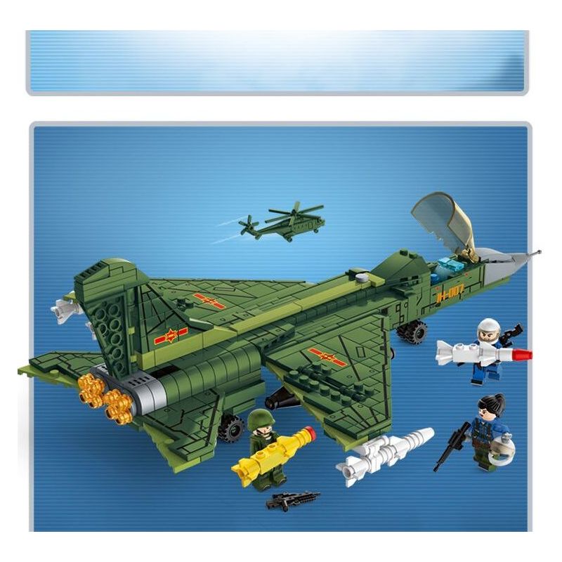 LE YI 81017 MÁY BAY CHIẾN ĐẤU PHẢN LỰC SIÊU THANH HẠNG NHẸ J-7 bộ đồ chơi xếp lắp ráp ghép mô hình Military Army J-20 LIGHT Quân Sự Bộ Đội 686 khối