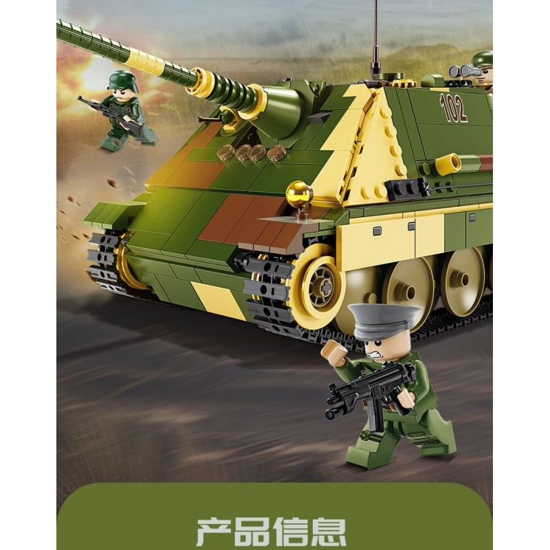 Kazi KY82061 82061 PHÁO CHỐNG TĂNG PANTHER G2 CỦA ĐỨC bộ đồ chơi xếp lắp ráp ghép mô hình Military Army G2 CHEETAH TANK Quân Sự Bộ Đội 1420 khối