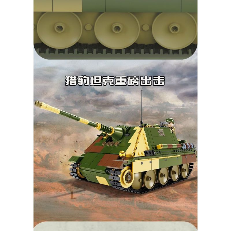 Kazi KY82061 82061 PHÁO CHỐNG TĂNG PANTHER G2 CỦA ĐỨC bộ đồ chơi xếp lắp ráp ghép mô hình Military Army G2 CHEETAH TANK Quân Sự Bộ Đội 1420 khối