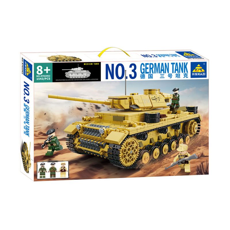 Kazi KY82062 82062 XE TĂNG PANZER III CỦA ĐỨC bộ đồ chơi xếp lắp ráp ghép mô hình Military Army NO.3 GERMAN TANK Quân Sự Bộ Đội 1543 khối