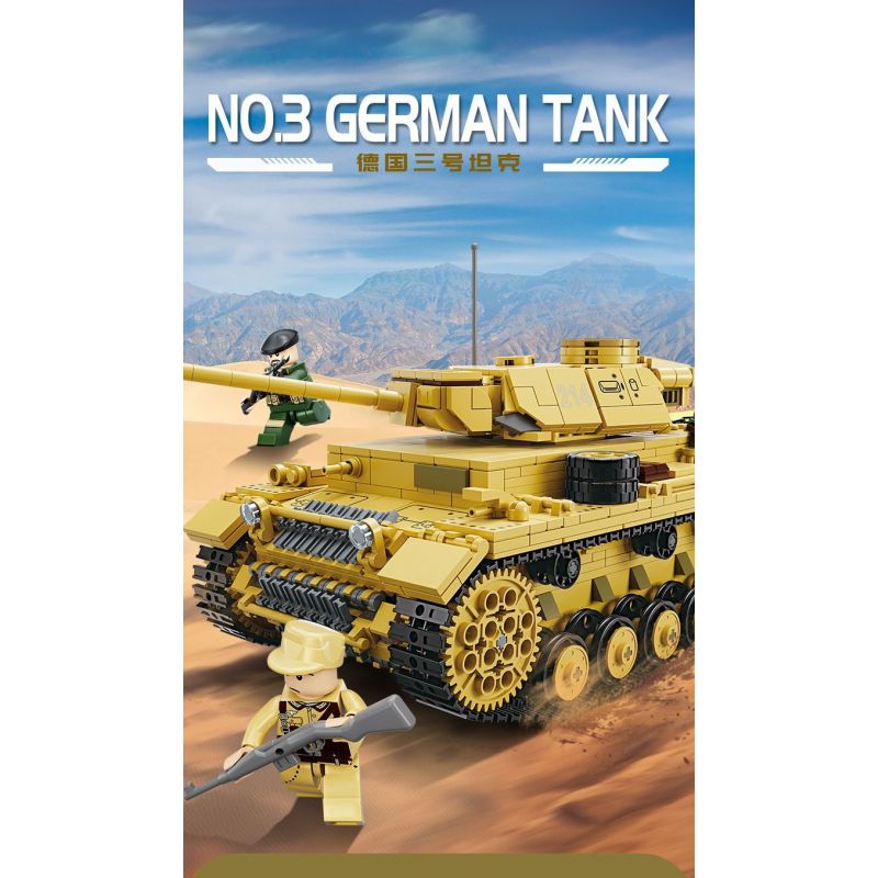 Kazi KY82062 82062 XE TĂNG PANZER III CỦA ĐỨC bộ đồ chơi xếp lắp ráp ghép mô hình Military Army NO.3 GERMAN TANK Quân Sự Bộ Đội 1543 khối