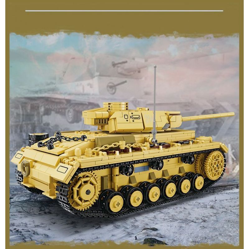 Kazi KY82062 82062 XE TĂNG PANZER III CỦA ĐỨC bộ đồ chơi xếp lắp ráp ghép mô hình Military Army NO.3 GERMAN TANK Quân Sự Bộ Đội 1543 khối