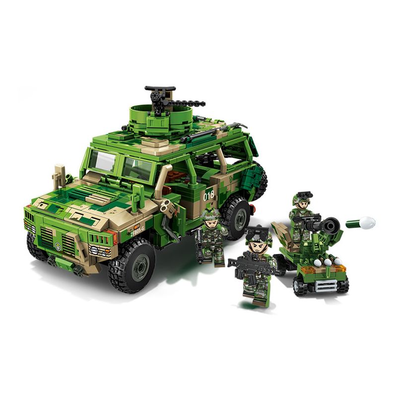 SEMBO 203179 non Lego XE TUẦN TRA BIÊN GIỚI CÓ BÁNH bộ đồ chơi xếp lắp ráp ghép mô hình Military Army Quân Sự Bộ Đội 644 khối