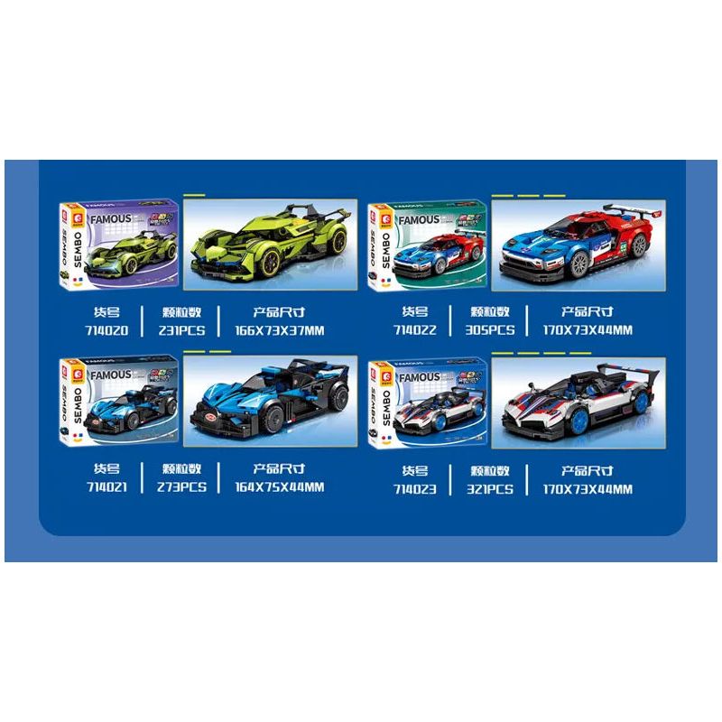 SEMBO 714020 THẾ GIỚI Ô TÔ XANH bộ đồ chơi xếp lắp ráp ghép mô hình Speed Champions Racing Cars LAMBORGHINI VISION GT Đua Xe Công Thức 231 khối